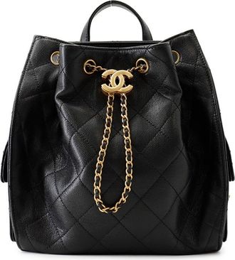 Chanel Matelasse Black Grained Calfskin Backpack (Pre-Owned)