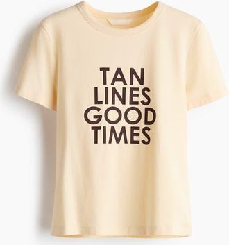 H&M Printed Viscose-blend T-shirt in Butter Yellow/tan Lines at Nordstrom, Size X-Large