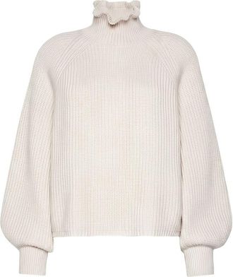 Max Mara Ruffled-trim Ribbed-knit Sweater