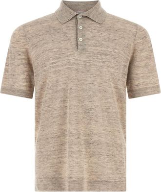 Brunello Cucinelli Natural Linen Polo Shirt