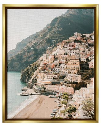 Stupell Industries Cinque Terre Coastal Town Scenery Framed Floater Canvas Wall Art By Krista Broadway