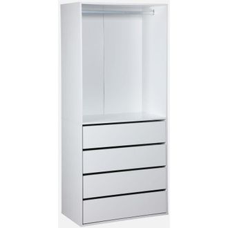 Sweeek Sweeek - M&oacute;dulo Armario Con 4 Cajones Y 1 Armario, Modulo, Blanco, 80x45x180 Cm