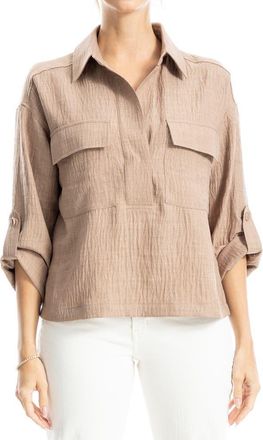 Max Studio Collared Textured Shirt in Mushroom at Nordstrom Rack, Size X-Large