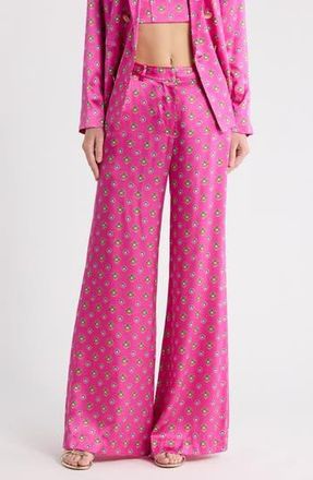 L'agence Pilar Wide Leg Silk Pants in Fuchsia/turquoise Southwestern at Nordstrom Rack, Size 6