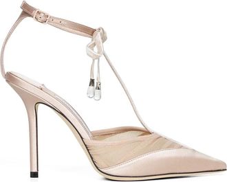 Jimmy Choo London Afia Mesh Pump - Dames - Pumps - Beige - 37 1/2 EU - Satijn - Schoenen