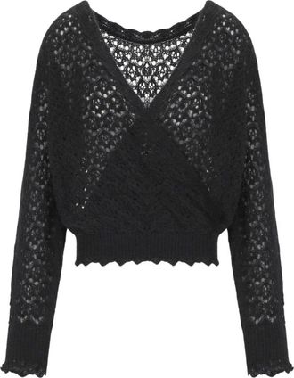 Twinset Geperforeerde Trui - Dames - Vesten - Zwart - XS - Wol - Truien & Vesten