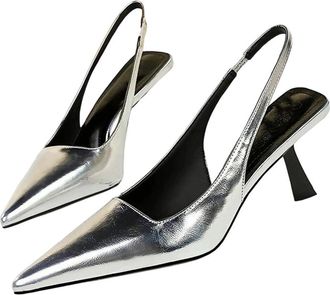 Generic Women Patent Leather Kitten Heel Sandals Summer Casual Back Strap Hollow Dress Shoes