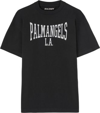 Palm Angels logo-print cotton T-shirt - men - Cotton - S - Black