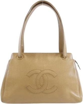 Chanel Pre-owned Handbags, female, Beige, Size: ONE SIZE Pre-owned Vintage Shoulder Bag