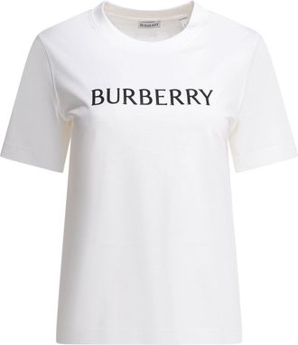 Burberry Cotton T-Shirt With Logo T-Shirts Bianco-Donna