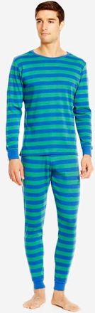 Leveret Mens Cotton Printed Pajama Set in Striped Blue & Green at Nordstrom, Size Xx-Large