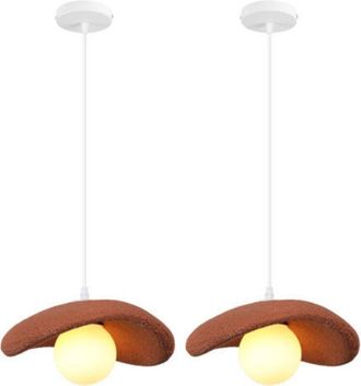 OEM 2 L&aacute;mparas Colgantes Modernas De 20 Cm, L&aacute;mpara De Techo Retro Personalizada Y Creativa Para Interiores, Casquillo E27, Color Naranja, Para Dormitorio