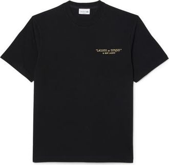 Lacoste Core Originals Embroidered Cotton Graphic T-Shirt in Black at Nordstrom, Size 3