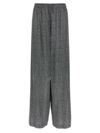 Ermanno Scervino Grey Printed Viscose Wide-leg Pant