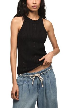 Lucky Brand Pointelle Sweater Tank in Dark Black at Nordstrom, Size X-Large