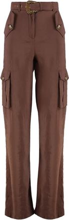 Versace Jeans Couture Cargo Broeken - Dames - Wijde Broeken - Bruin - 2XS - Polyester - Broeken