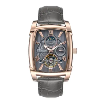 Heritor Valentin Leather-Band Date Watch