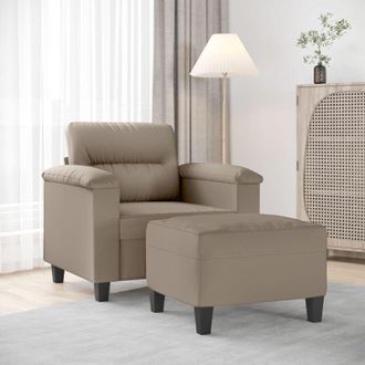 vidaXL Sill&oacute;n Con Taburete Tela De Microfibra Gris Taupe 60 Cm Vidaxl
