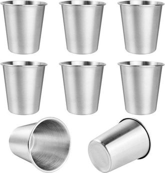 OEM Juego De 8 Vasos De Acero Inoxidable De 260 Ml, Ideales Para Acampar, Picnics Y Fiestas