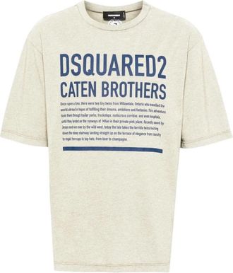 Dsquared2 Loose Fit Logo T-Shirt - Heren - T-shirts - Beige - M - Katoen - Tops
