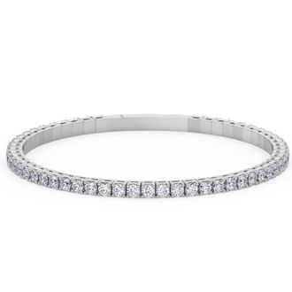 Pompeii3 4Ct Diamond Flexible Oval Bangle Womens Bracelet 14k White Gold Lab Grown Size: Medium