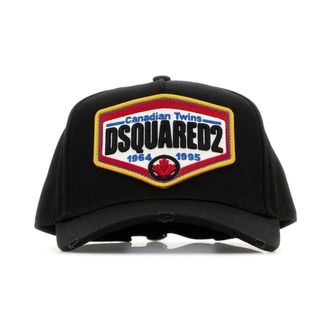 Dsquared2 Zwarte katoenen baseballpet - Heren - Petten - Zwart - ONE Size - Katoen - Accessoires