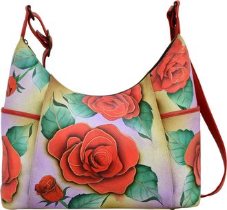 Anuschka Womens Large Shoulder Hobo, Romantic Rose, One Size