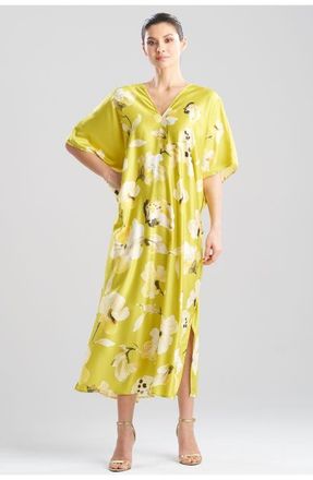 Natori Aurelia Charmeuse Caftan in Chartreuse at Nordstrom, Size X-Small