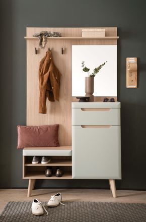 HOME AFFAIRE Kompaktgarderobe »Torge, Garderobe mit Stauraum, Garderobenschrank im Scandic Design« in zwei Farben, viel Stauraum, 107 cm breit, für kleine Räume ge