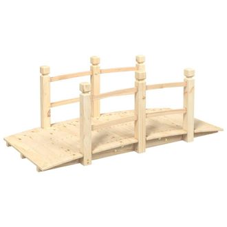 Berkfield Home Garden Bridge with Railings 150x67x56cm Solid Wood Spruce in Light Tan | Size: 150 x 67 x 56 cm