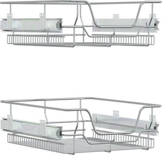 vidaXL Vidaxl - Cestas De Alambre Extra&iacute;bles 2 Unidades Plateado 45 Cm