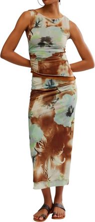 Free People Sunset Mesh Maxi Skirt In Moss-Combo Boardwalk
