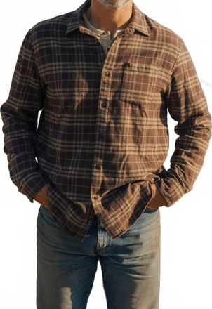 Grayers Jaspe Midweight Flannel Shirt In Brown Khaki
