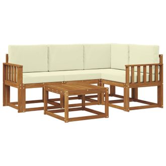 vidaXL Conjunto De Sof&aacute;s De Exterior Con Coj&iacute;n 5 Pcs Natural Y Crema Vidaxl