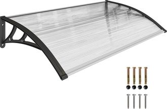 OEM Marquesina Para Puertas Y Ventanas 110x60 Cm Con Paneles De Policarbonato Regleta De Aluminio Transparente