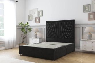 Sloomy Somerset Plush Divan Base 4 Drawers 26 Headboard in Black | Size: Small Double