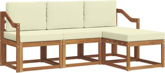 vidaXL Conjunto De Sof&aacute;s De Exterior 4 Uds. Natural Y Crema Vidaxl