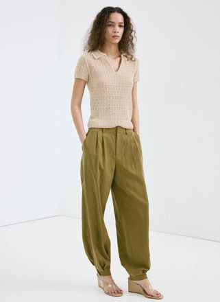 Mango Pullover maglia collo polo sabbia - Donna - XXS - MANGO