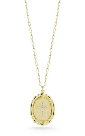 Glaze Jewelry Sterling Silver Oval Cross Necklace