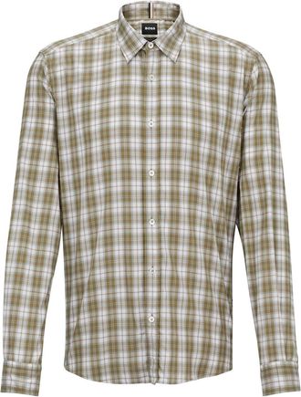 HUGO BOSS Mens Liam Regular Fit Cuff Sleeve Point Collar Shirt in Lt/Pstl Green - Size Medium