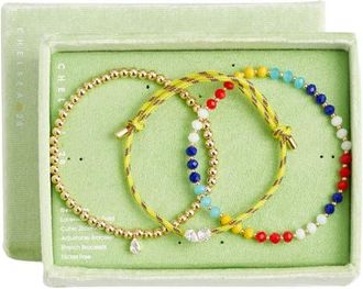 Chelsea28 Set of 3 Beaded Cord Bracelets in Yellow Multi- Gold at Nordstrom