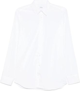Lardini Wit Poplin Overhemd met Spread Collar - Heren - Zakelijke Overhemden - Wit - 2XL - Katoen - Overhemden
