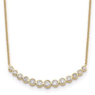 Diamond2Deal 14K Gold 3/4 Ct Lab Grown Diamond Graduated Curved Bar Necklace 18