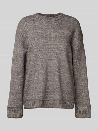 Pieces Oversized Strickpullover mit Crew Neck Modell ORLY in Mittelgrau, Gr&ouml;&szlig;e M