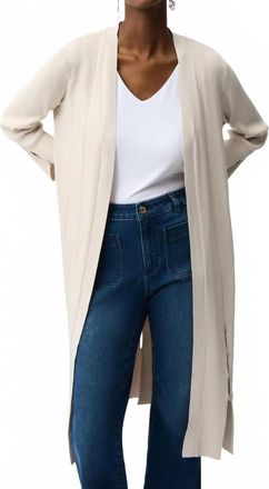 Joseph Ribkoff Beaded Fringe Long Cardigan In Moonstone