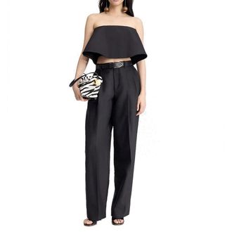 Jacquemus Womens Black Silk Flared Pants