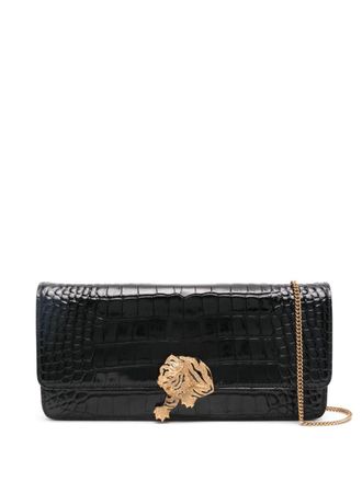 Roberto Cavalli Clutch con placca logo - Nero