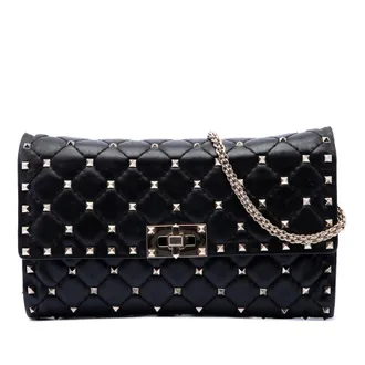 Valentino Pre-owned Valentino Nappa Rockstud Spike Wallet On Chain Ladies 0L6LCRIL86S6NWFY