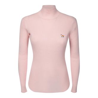 Maison Kitsun&eacute; Baby Fox Patch Turtleneck - female - Maison Kitsun&eacute; - Turtlenecks - Pink - L - Knitwear
