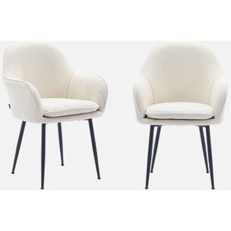 Sweeek Sill&oacute;n De Pana Con Patas De Metal Negro Mate, Set De 2